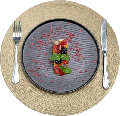 Zdjęcie produktu dla Podkładka Okrągła Na Stół Pod Talerz Mata Kuchenna 38Cm Beżowa Chef