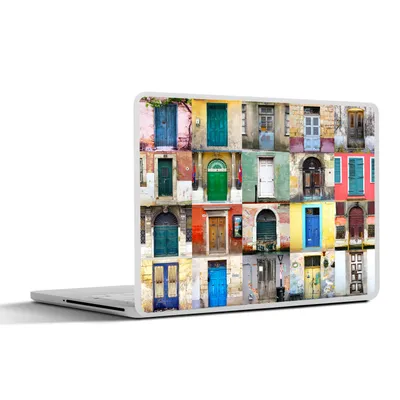 Produktbild von MuchoWow® Laptop Aufkleber Sticker Cover Türen - Regenbogen - Architektur - Collage 32.5x23.5 cm - Sticker für Laptop - Selbstklebend