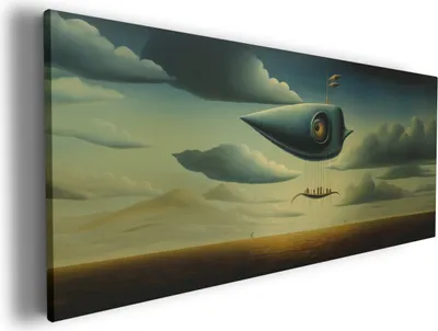 Produktbild von Wallario Premium Leinwandbild Himmelsfahrer in Größe 50 x 125 cm