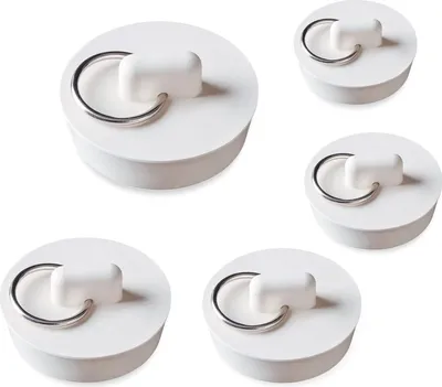 Produktbild von 5 Stück Abflussstopfen Gummi Stopper Set, 5 Größen Spülen Stopper Badewanne Drain Waschbecken Stopper Plug mit Hängenden Ring für Spülbecken Badewanne Küche und Bad