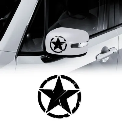 Produktbild von Aufkleber Stern Army Militare für Jeep Renegade, Diam 9 cm, Schwarz glänzend, 2 Stück