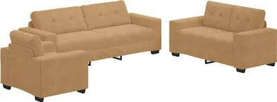 Produktbild von vidaXL Sofa Set 3 stk. Braun Samt