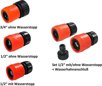Obrázok produktu pre Hadicová spojka Rýchlospojka Adaptér Záhradná hadica Hadicová spojka, číslo výrobcu:DAC29535, verzia:Set 1/2 s/bez vodnej zátky
