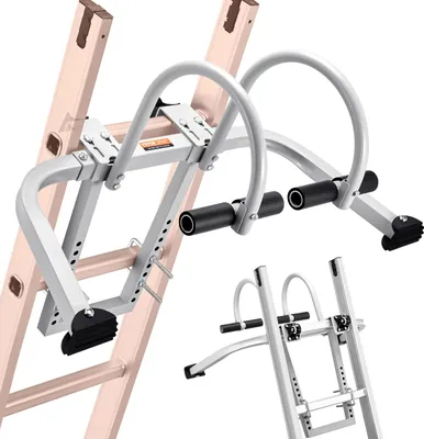 Obrázek produktu pro Stabilizátor žebříku VEVOR, distanční háky 2 v 1 pro výsuvné stěnové žebříky, příslušenství pro horizontální/vertikální hřebenové žebříky, T-tyč s ocelovou/pryžovou rukojetí, rychlý přístup na strmé střechy