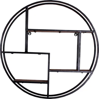 Produktbild von SIT Möbel Wand-Regal rund | 4 Böden | Mango-Holz natur | Altmetall antikschwarz | B 75 x T 20 x H 75 cm | 09231-01 | Serie PANAMA