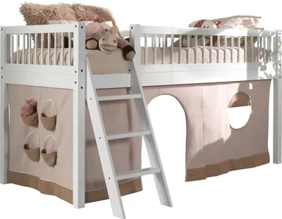 Produktbild von Spielbett >Buche Massiv< in Buche massiv weiß lackiert - 207,5x114x97,5 (BxHxT)
