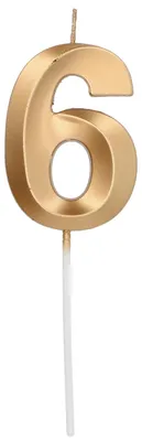 Zahlenkerze 6 gold metallic 7 cm – Geburtstagskerze für Torte
