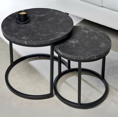 Produktbild von Modernes 2er Set Beistelltisch MARMO 45cm schwarz