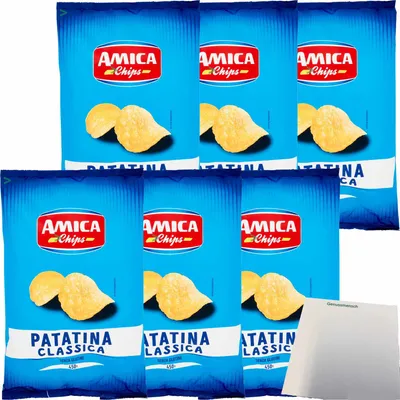 Produktbild von Amica Chips Patatina Classica gesalzen 6er Pack (6x450g Tüte) + usy Block