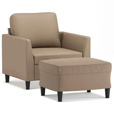 Immagine prodotto di vidaXL Poltrona con sgabello cappuccino-marrone 60 cm in Pelle finta