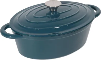 Productafbeelding van Tierra Ovalen gietijzeren stoofpot, 34 cm, 6,5 liter, in de kleur "meerblauw" (NOIS)