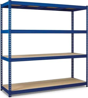 Produktbild von Schwerlastregal Robus 400 blau 180x180x60 cm Stecksystem 4 Holzböden Tragkraft 1600 kg