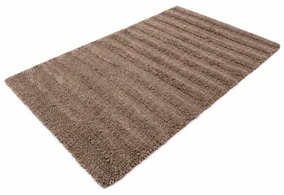 Produktbild von Badematte 60x100 cm Braun Mocca Streifen Badteppich 100% Baumwolle 12 mm Dick Saugfähig Weich