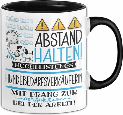Produktbild von Hundebedarfsverkäuferin Tasse Geschenk Lustig Abstand Halten Hochleistungs-Hundebedarfsverkäuferin Mit Drang Zur Perfektion Bei Der Arbeit (Schwarz)