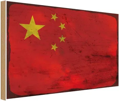 Produktbild von vianmo Holzschild 12x18 cm China Rost Flagge Fahne Wappen