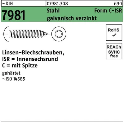 Produktbild von Reyher  Blechschrauben ISO 14585 St. 3,5x38 -C-T15 vz (500 Stück)