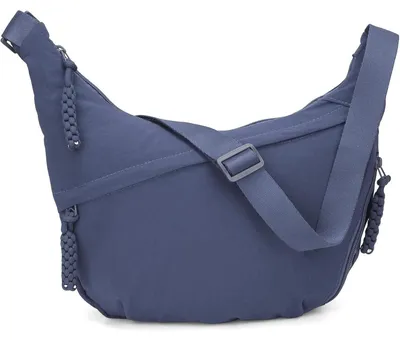 Immagine prodotto di Borsa a tracolla a forma di mezzaluna, in nylon, grande, di colore blu, con tracolla regolabile