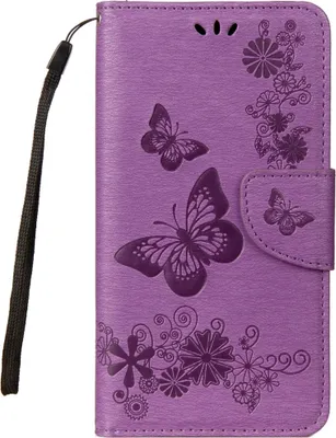 Produktbild von Mobigear Butterfly  Samsung Galaxy A8 (2018) Hülle Klapphülle Geldbörse - Lila