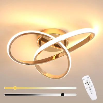Obrázok produktu pre Elegantné LED stropné svietidlo Comely, 36W, s možnosťou stmievania a ovládaním pomocou diaľkového ovládača, zlatá farba, priemer 40 cm