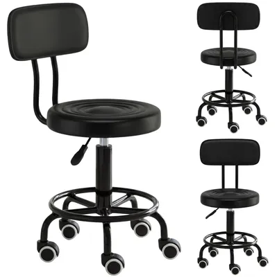 Produktbild von Kosmetikhocker Sattelhocker Friseurhocker Rollhocker Stuhl für SPA mobil schwarz