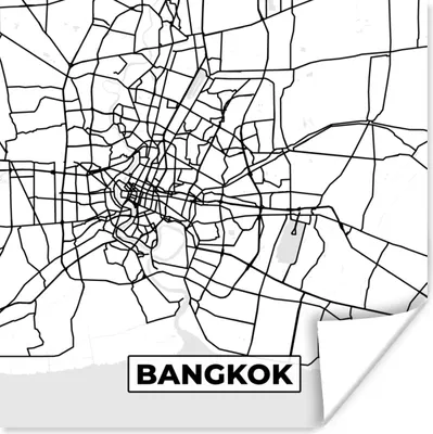 Produktbild von MuchoWow® Poster Bangkok - Stadtplan - Schwarz und weiß - Karte 100x100 cm - Babyzimmer