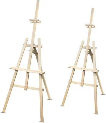 Produktbild von Staffelei Holz - höhenverstellbar Staffeleien für Kinder und Erwachsene - Holzstaffelei für Maler aus Buchenholz, Beige, 2x180 cm
