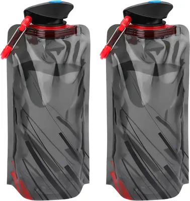 Produktbild von Trinkflasche faltbare Trinkflasche, 2er-Set, 700 ml, wiederverwendbare faltbare Trinkflasche, BPA-freie Wasserflasche mit Clip, faltbare Tr