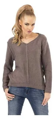 Produktbild von Damen Pullover Strickpullover V-Ausschnitt Gr. S/M; Cappuccino