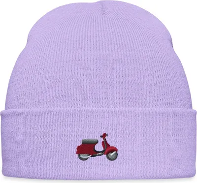 Produktbild von Spreadshirt Motorroller Stickerei Bestickte Wintermütze, One size, Lavendel