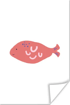 Produktbild von MuchoWow® Poster Pastell - Fisch - Rosa 120x180 cm - Kunstposter