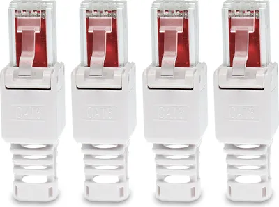 Produktbild von Netzwerkstecker Cat 6 RJ45 Stecker 4x Steckverbinder werkzeuglos Zugentlastung
