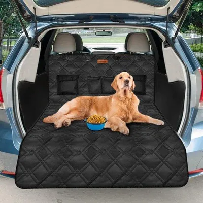 Produktbild von Gewatteerde Kofferraumabdeckung für Hunde mit Seiten- und Laderaumabschirmung, universelle Hundeabdeckung für Kofferraum, wasserdicht & pflegeleicht & kratzfest, Kofferraumabdeckung für Hunde für Kombi SUV