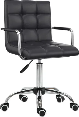 Image de HOMCOM Chaise de bureau fauteuil manager pivotant hauteur réglable revêtement synthétique capitonné noir