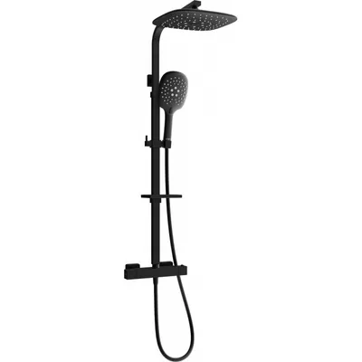 Obrázek produktu pro Mexen CQ22 odkrytý sprchový set s dešťovou sprchovou hlavicí a termostatickou sprchovou baterií, Černá - 772502295-70