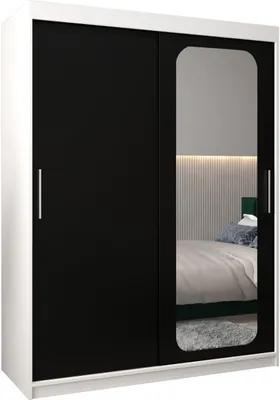 Produktbild von MEBLE KRYSPOL Promo 2150 Schlafzimmerschrank zwei Schiebetüren - Mattweiß + Mattschwarz