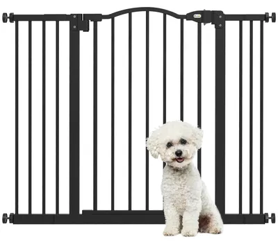 Image de Barrière de sécurité pour chiens, largeur réglable, matériau durable, couleur noire, dimensions : 100 x 3,5 x 78 cm