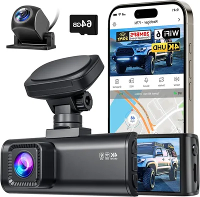 Obrázek produktu pro 4K duální palubní kamera – Autokamera – Záznam jízdy pro bezpečnou jízdu – Vestavěné Wi-Fi a GPS – 3,18palcový displej
