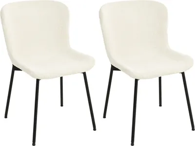 Image de HowHomely Chaises de cuisine Chaises set de 2 crème rembourrées Chaises de salle à manger