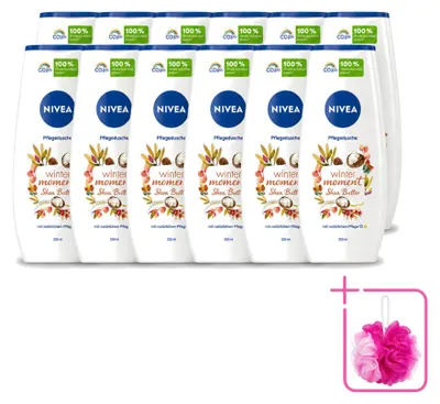Produktbild von 12 x NIVEA Winter Moment Shea Butter Duschegel - 250 ml - Sparpackung - 12 Stücke