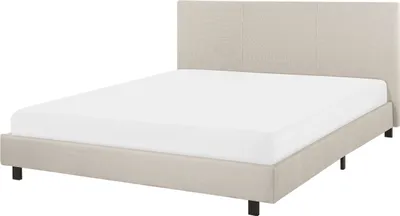 Produktbild von BELIANI Polsterbett Beige 160 x 200 cm Mit Lattenrost Hohe Kopfteil Metallbeine Klassisch