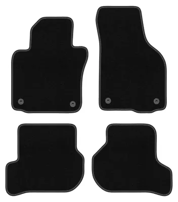 Produktbild von Velours-Fußmatten für Volkswagen Jetta V 2005-2011 (Limousine/Variant/Kombi) – 4-tlg, Schwarz, passgenau – Wielganizator BASIC