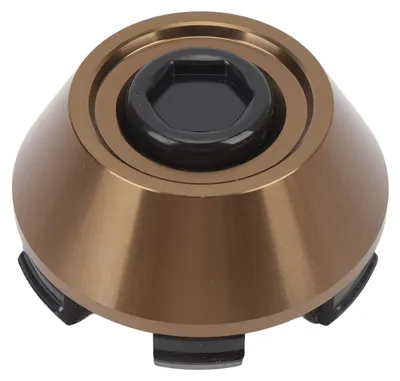 Image de Cache-moyeu de roue 64 mm, 63 mm, 61 mm - En plastique ABS robuste, à clipser - Couleur laiton