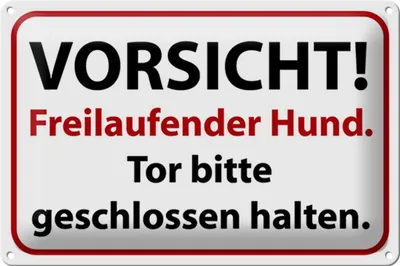 Produktbild von Blechschild Hinweis 30x20cm Vorsicht Freilaufender Hund