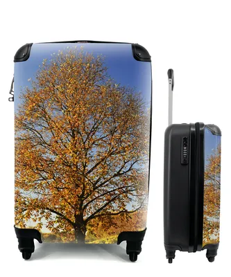 Produktbild von MuchoWow® Koffer Handgepäck Trolley Rollkoffer Kleine Reisekoffer mit 4 Rollen - Kastanienbaum in einer Weinberglandschaft - Cabin Size < 55x40x23 cm & 55x40x20 cm - Fotokoffer - Kabinenkoffer - Boardgepäck - Reise-Box - Reisekoffer - Reisegepäck - Koffer mit Bild - Trolley für Kinder
