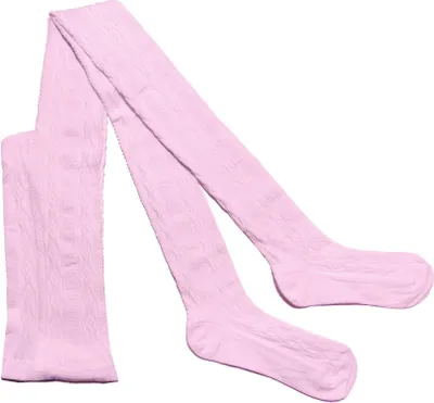 Produktbild von Kinderstrumpfhosen für Mädchen aus Baumwolle Rustikale: Zopfmuster Rosa Größe 122-128