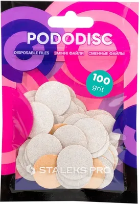 Image de Tampons de rechange Staleks PodoDisc Pro Expert Blanc M, grain 100, 50 pièces