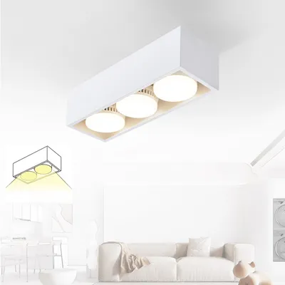 Produktbild von ZMH LED Deckenleuchte Weiß Aufbauspot Deckenspots 3 Flammig Warmweiß GX53 15W Deckenstrahler Schwenkbar Eckig Spotleuchte für Küche Wohnzimmer Esszimmer Korridor Flur
