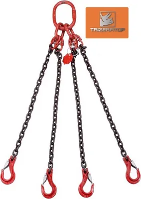 Produktbild von Kettengehänge 4 Strang 6mm Kette mit Gabelkopfhaken Tragkraft 2360 kg 1,0 m ohne Kettenkürzer