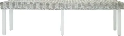 Zdjęcie produktu dla vidaXL Ławka biała 160x35x45 cm naturalny Kubu rattan i lite drewno mahoń