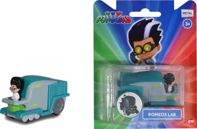 A toy vehicle with a character inside, displayed in its retail packaging.